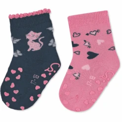 Sterntaler ABS Kruipsokken Dubbelpak Kat/hart Marine -Sterntaler sterntaler abs kruipsokken dubbelpak kat hart marine a409139 3