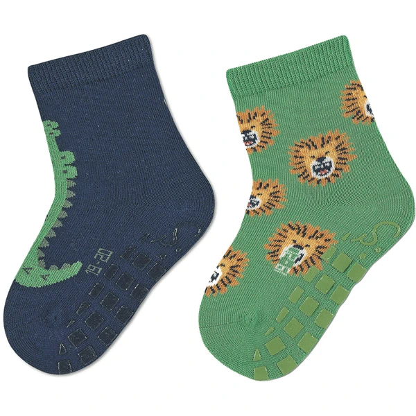 Sterntaler ABS Sokken Dubbelpak Krokodil/leeuw Marine 3 Sterntaler ABS Sokken Dubbelpak Krokodil/leeuw Marine