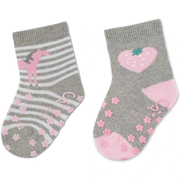 Sterntaler ABS Sokken Dubbelpak Paard/aardbei Lichtgrijs 3 Sterntaler ABS Sokken Dubbelpak Paard/aardbei Lichtgrijs