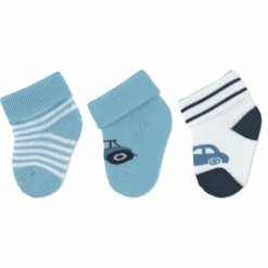 Sterntaler First Baby Socks 3-Pack Vehicles Sky Blue