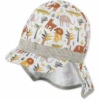 Sterntaler Peaked Cap Met Nekbeschermer Dieren Wit